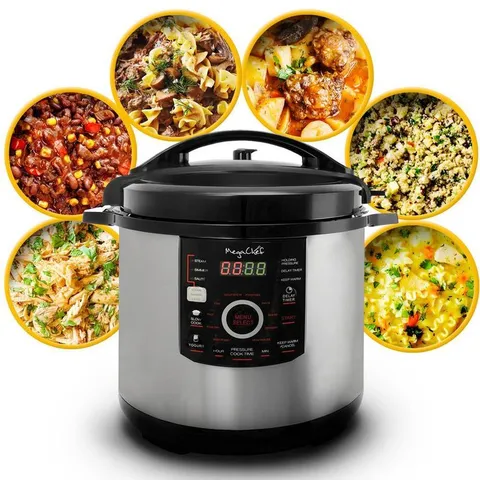 12 Qt. Black and Silver Electric Pressure Cooker with Automatic Shut-Off and Keep Warm Setting