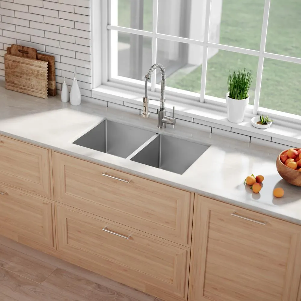 Standart PRO 33in. 16 Gauge Undermount 50/50 Double Bowl Stainless Steel Kitchen Sink, photo 4 of 14