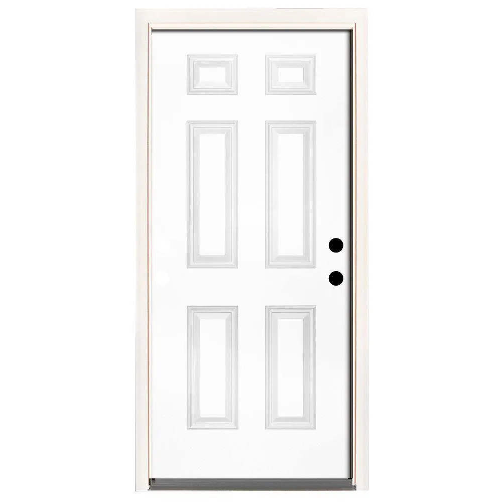 Steves & Sons 42 in. x 80 in. Premium 6 Panel Primed White Steel Prehung Front Door, photo 10 of 17