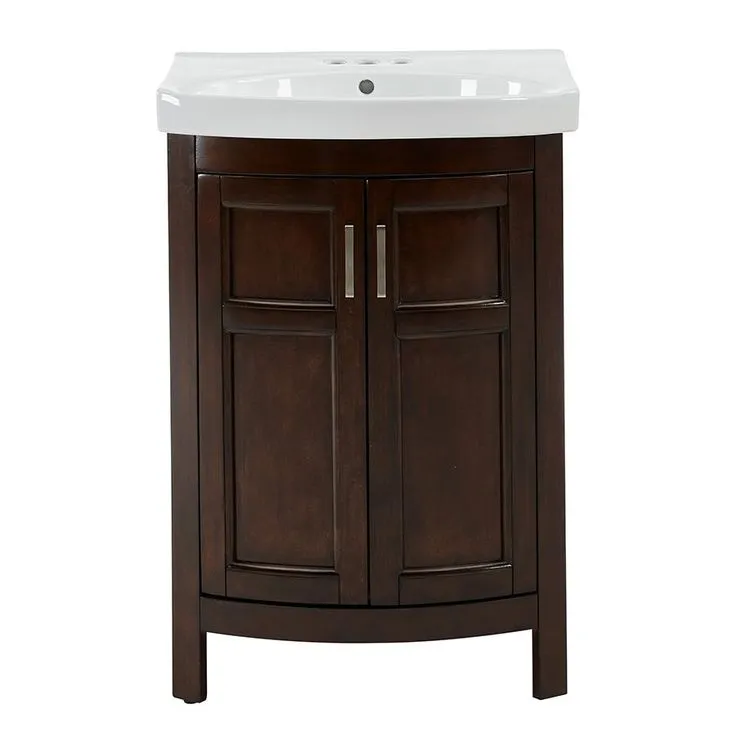 Style Selections Morecott 23.75-in Chocolate Single Sink Bathroom Vanity with White Vitreous China Top, photo 8 of 8