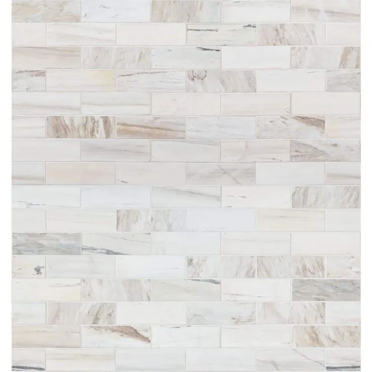 MSI Angora Subway 11.81 in x 11.81 in. x 10mm Polished Marble Mesh-Mounted Mosaic Tile (9.7 sq. ft. / case), photo 5 of 8