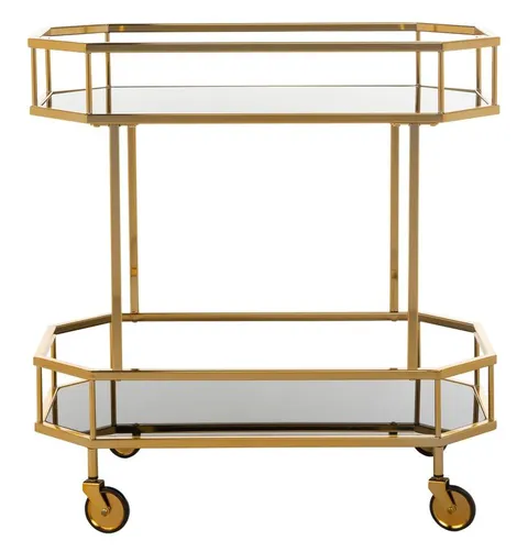 Gold Metal Base with Glass Top Kitchen Cart