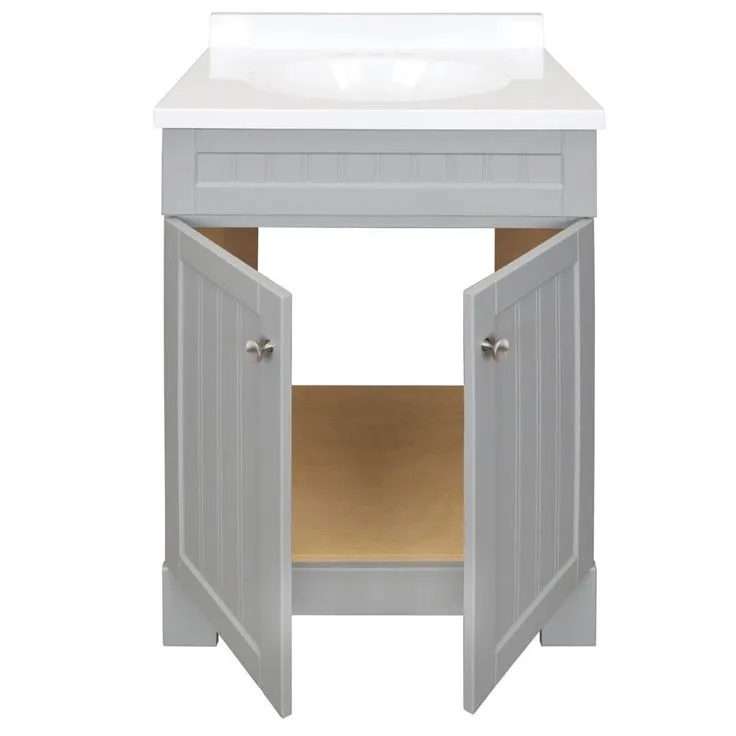 Style Selections Ellenbee 24.5-in Gray Single Sink Bathroom Vanity with White Cultured Marble Top, photo 4 of 9