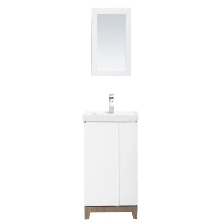Glovertown 17.3 in. x 14.3 in. D Vanity in Midnight Blue with Ceramic Vanity Top in White with White Sink and Mirror, photo 2 of 4