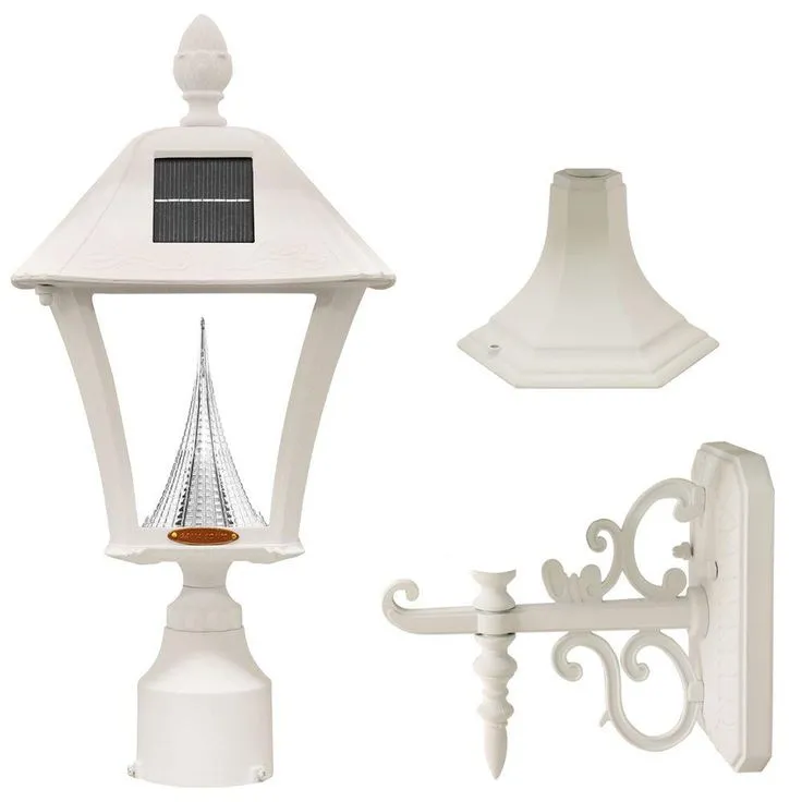 Gama Sonic Baytown Solar Black Outdoor Post/Wall Light with Bright/Warm-White LEDs, photo 6 of 6
