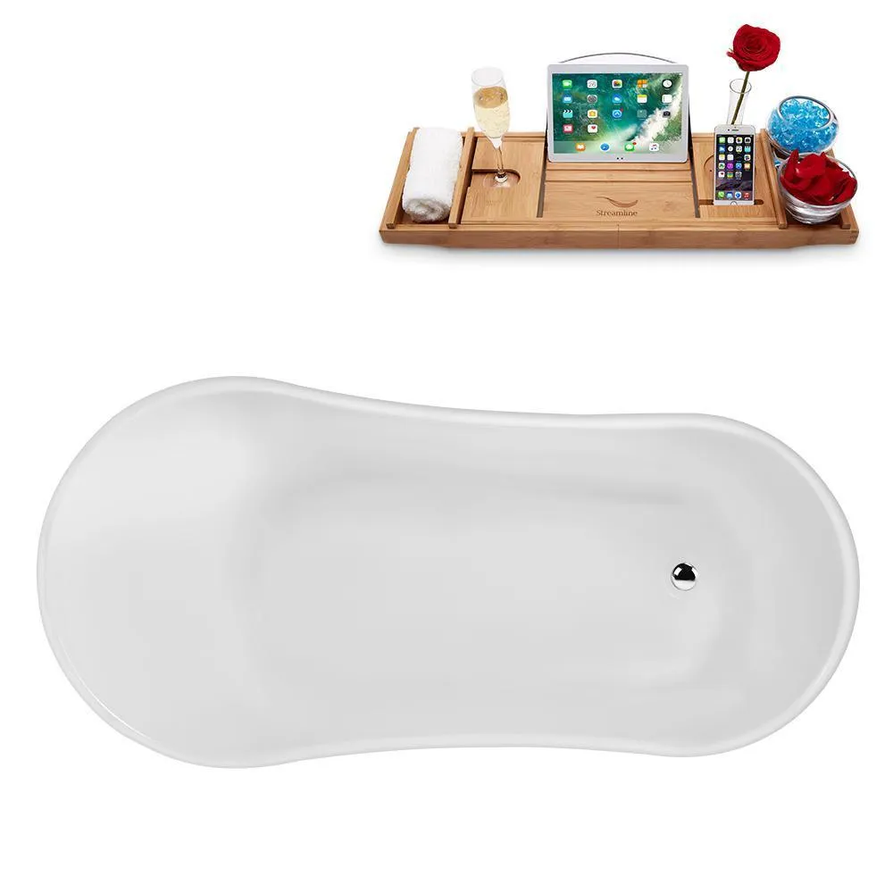 Streamline 63 in. Acrylic Clawfoot Non-Whirlpool Bathtub in White, photo 4 of 7