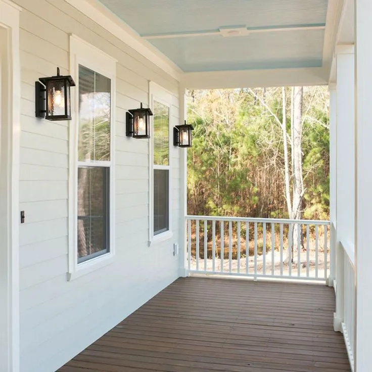 1-Light Transitional Outdoor Wall Light Lantern Sconce with Watered Glass Matt Black Coach Light LED Compatible, photo 2 of 17