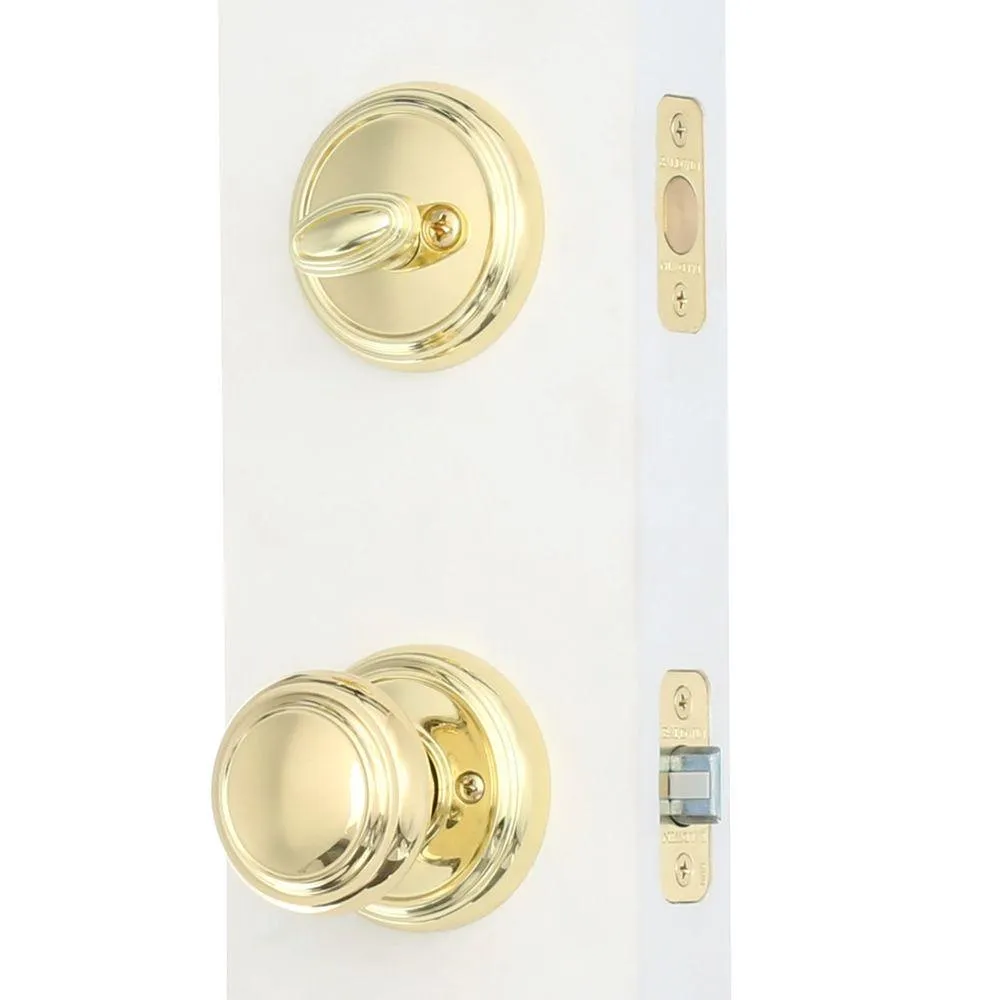Prestige Avendale Single Cylinder Lifetime Polished Brass Door Handleset with Alcott Door Knob feat SmartKey Security, photo 2 of 11