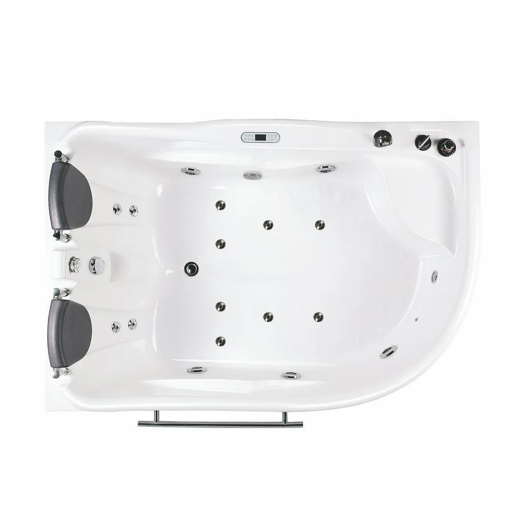 EAGO 71 in. Acrylic Left Drain Corner Apron Front Whirlpool Bathtub in White, photo 3 of 11
