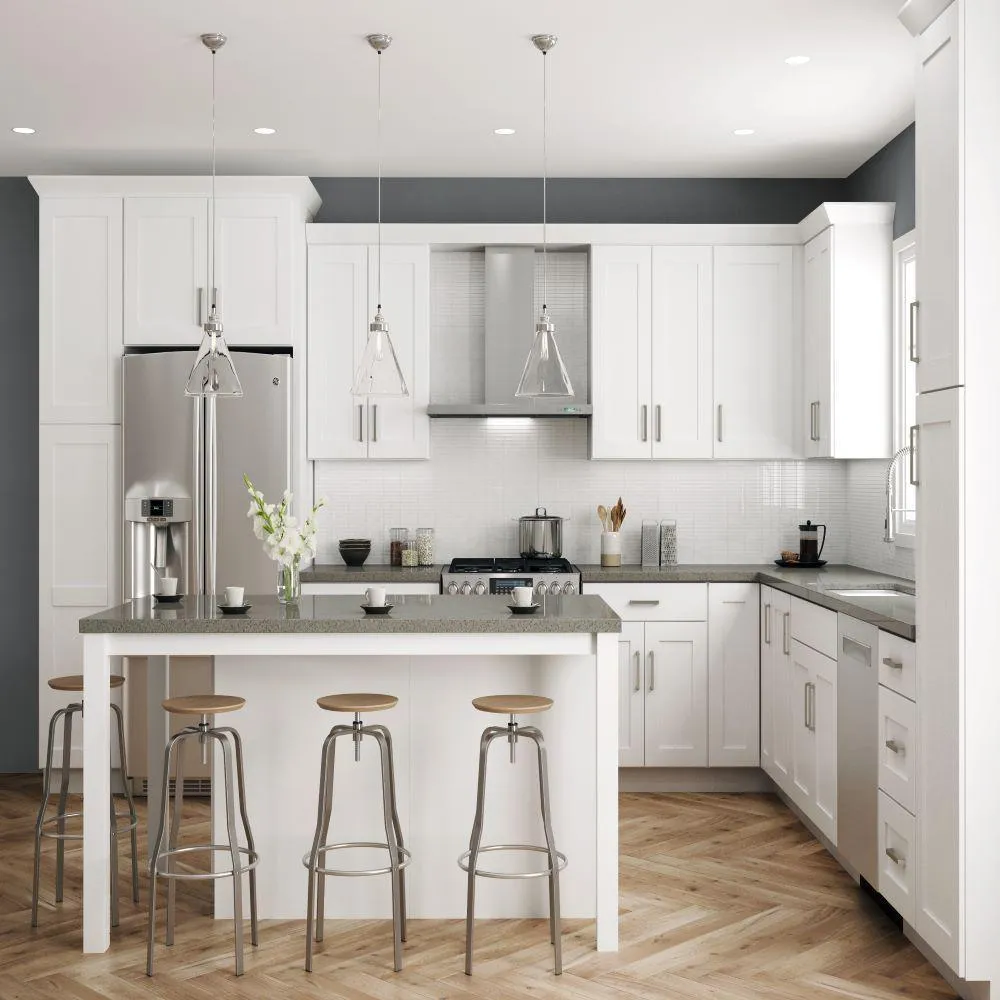 Shaker Ready To Assemble 24 in. W x 34.5 in. H x 24 in. D x Plywood Sink Base Kitchen Cabinet in Denver White, photo 3 of 4