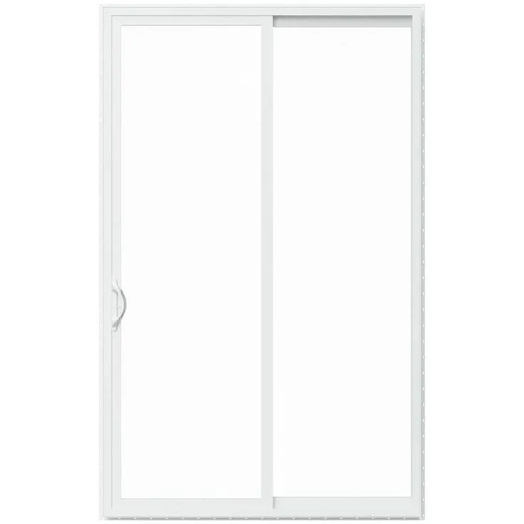 JELD-WEN 96-in x 80-in 4-9/16-in Low-e White Vinyl Sliding Right-Hand Sliding Double Patio Door Screen Included, photo 4 of 8