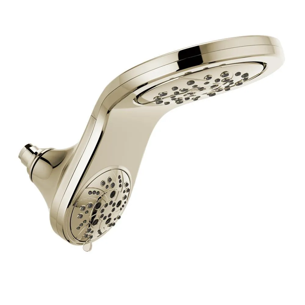 HydroRain Two-in-One 5-Spray 6 in. Double Wall Mount Fixed H2Okinetic Shower Head in Matte Black, photo 5 of 6