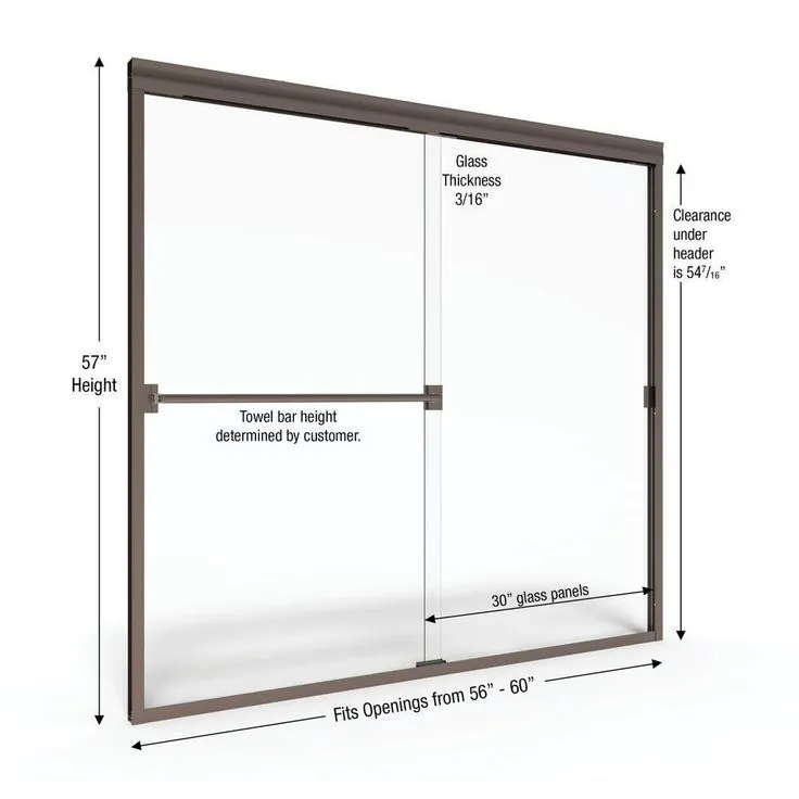 Classic 60 in. x 57 in. Clear Semi-Frameless Sliding Tub Door in Oil Rubbed Bronze, photo 9 of 11