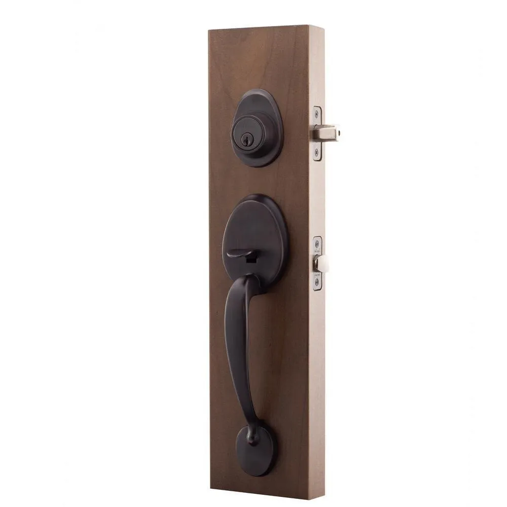 Mid Century Modern Tuscan Bronze Door Handleset with Left Hand Scandinavian Lever Trim, photo 2 of 5
