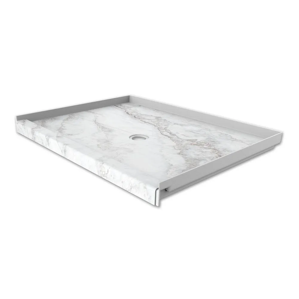 34 in. x 48 in. Single Threshold Shower Base with Center Drain in Calacatta White, photo 10 of 21