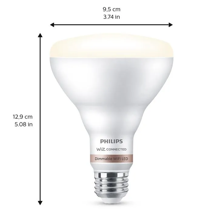 Philips Soft White BR30 LED 65-Watt Equivalent Dimmable Smart Wi-Fi Wiz Connected Wireless Light Bulb (2-Pack), photo 4 of 10