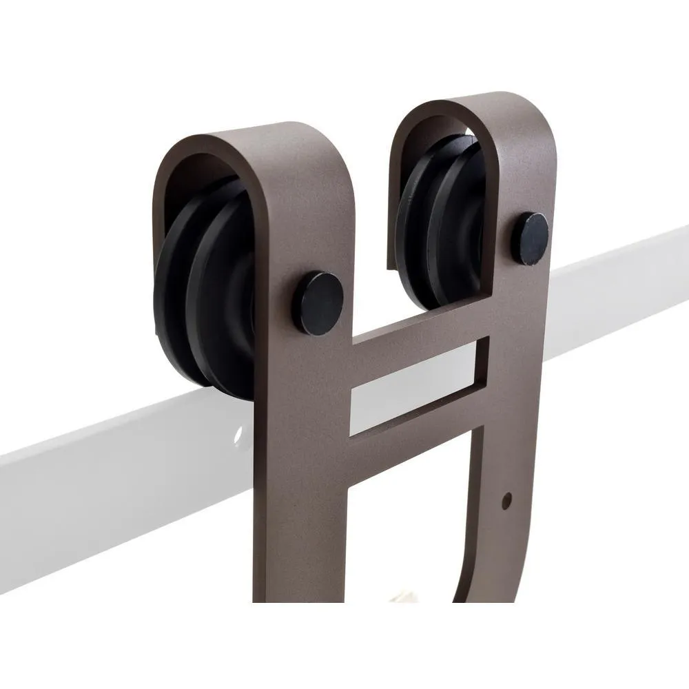 CALHOME 72 in. Antique Bronze Rustic Horseshoe Barn Style Sliding Door Track and Hardware Set, photo 3 of 6