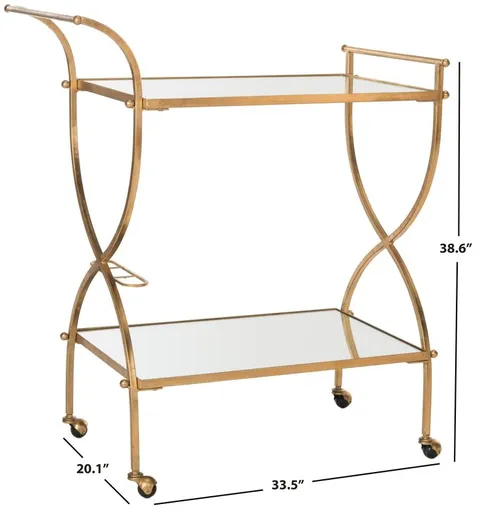 Gold Metal Base with Mirror Top Kitchen Cart