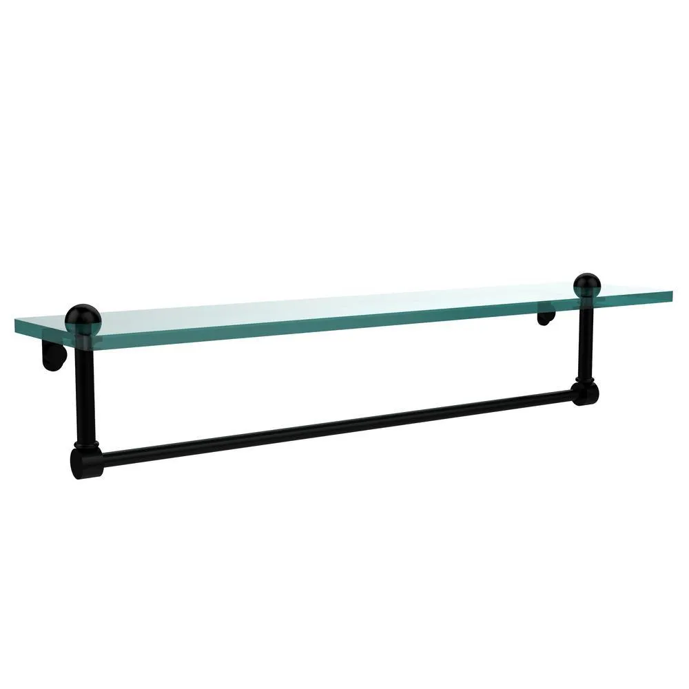 Allied Brass 22 in. L x 5 in. H x 5 in. W Clear Glass Vanity Bathroom Shelf with Towel Bar in Antique Bronze, photo 8 of 15