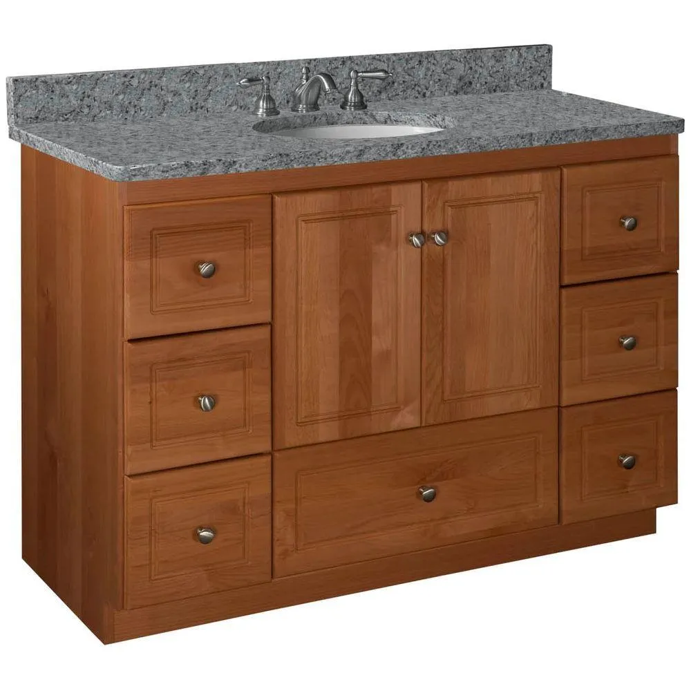 Ultraline 60 in. W x 21 in. D x 34.5 in. H Vanity for Center Basin Cabinet Only in Natural Alder, photo 26 of 48