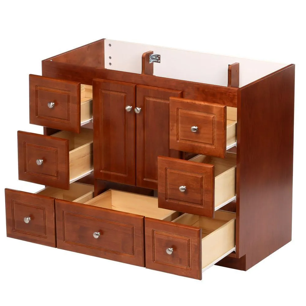 Ultraline 42 in. W x 21 in. D x 34.5 in. H Vanity Cabinet Only in Medium Alder, photo 3 of 45