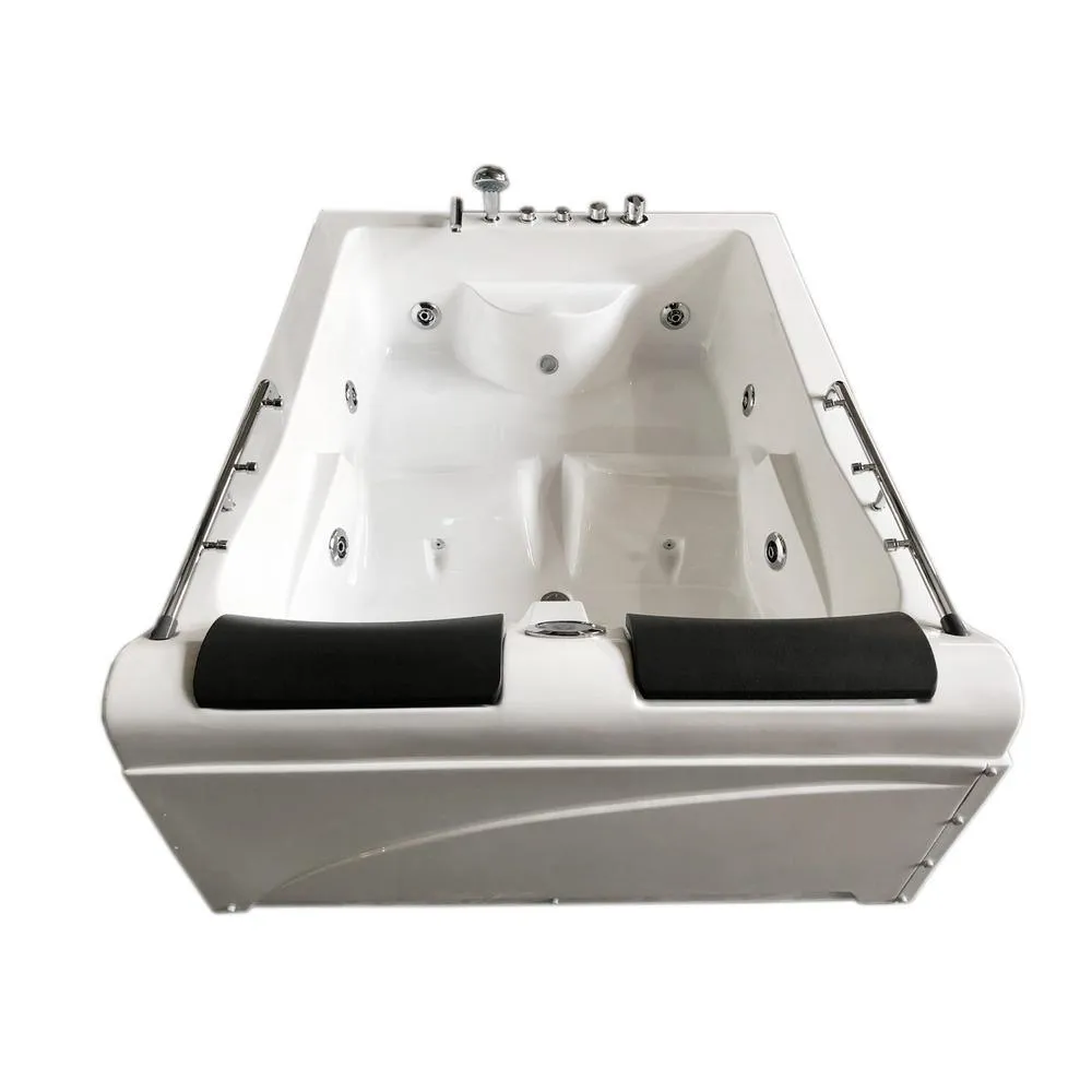 Mimi with heater 68 in. Acrylic Center Drain Corner Alcove Whirlpool Bathtub in White, photo 6 of 9
