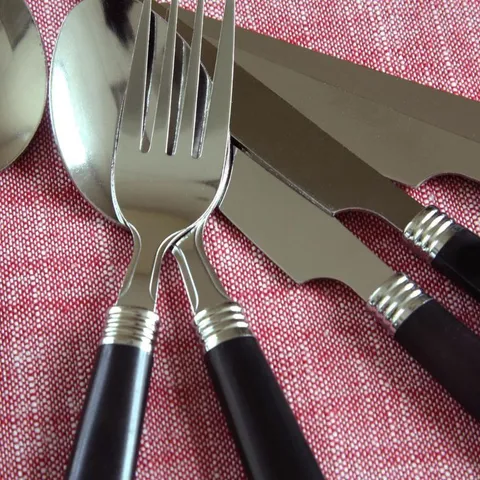 Sensations II 16-Piece with Wire Caddy Black Flatware Set