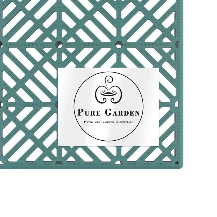 Pure Garden 11.5 in. x 11.5 in. Green Outdoor Interlocking Diamond Pattern Polypropylene Patio and Deck Tiles (Set of 30), photo 3 of 5