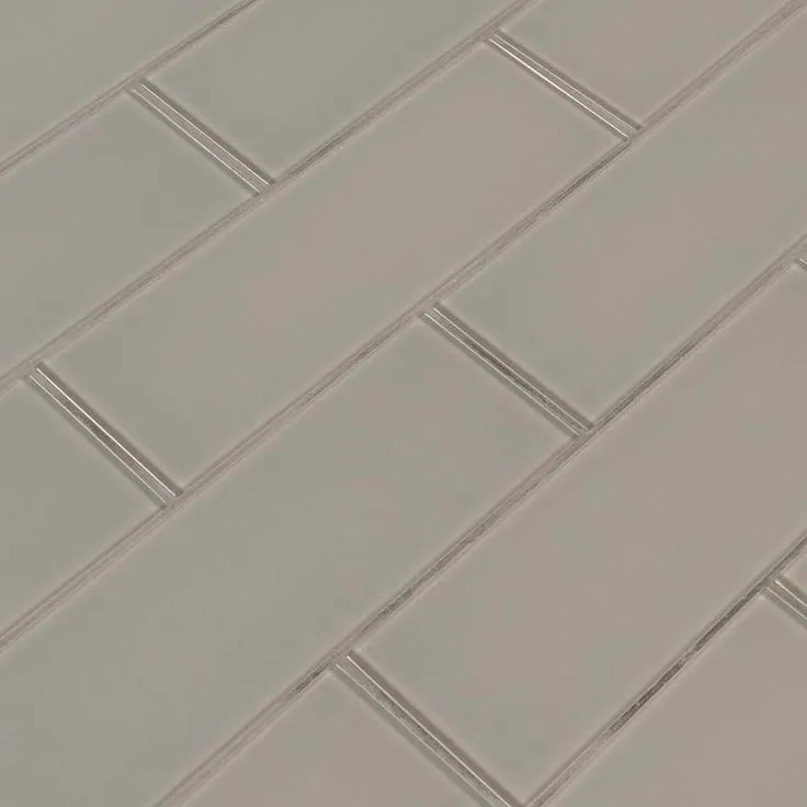 MSI Pebble 3 in. x 9 in. x 8mm Glossy Glass Gray Subway Tile (3.8 sq. ft. /case), photo 2 of 5