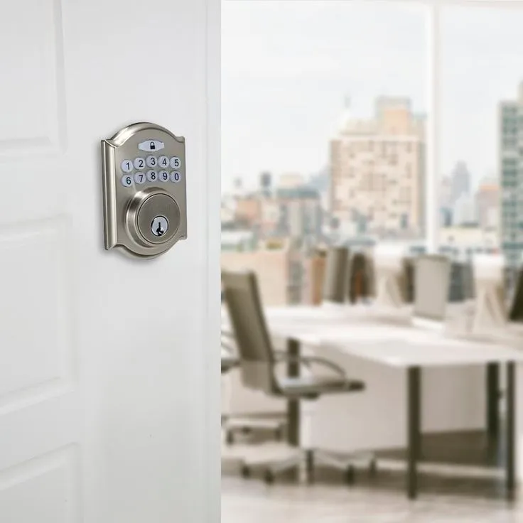 Castle Satin Nickel Keypad Deadbolt with Hartford Stain Nickel Hall and Closet Passage Knob, photo 2 of 4