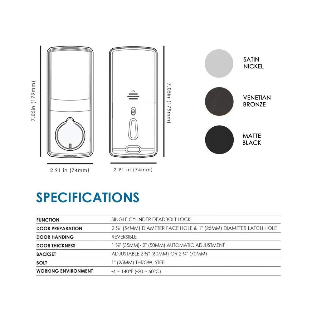 Lockly Secure Venetian Bronze Single-Cylinder Smart Alarmed Lock Deadbolt with Keypad, Bluetooth and Discrete PIN Code Input, photo 5 of 8