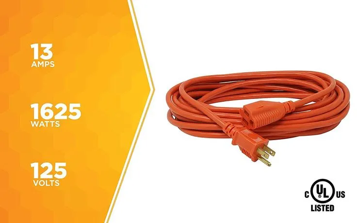 Woods 0267 16/3 Vinyl Outdoor Heavy Duty Extension Cord, Waterproof Flexible Vinyl Jacket, 3- Pronged, 25-Foot Extension Cord, 13 AMP, 1625, photo 3 of 5