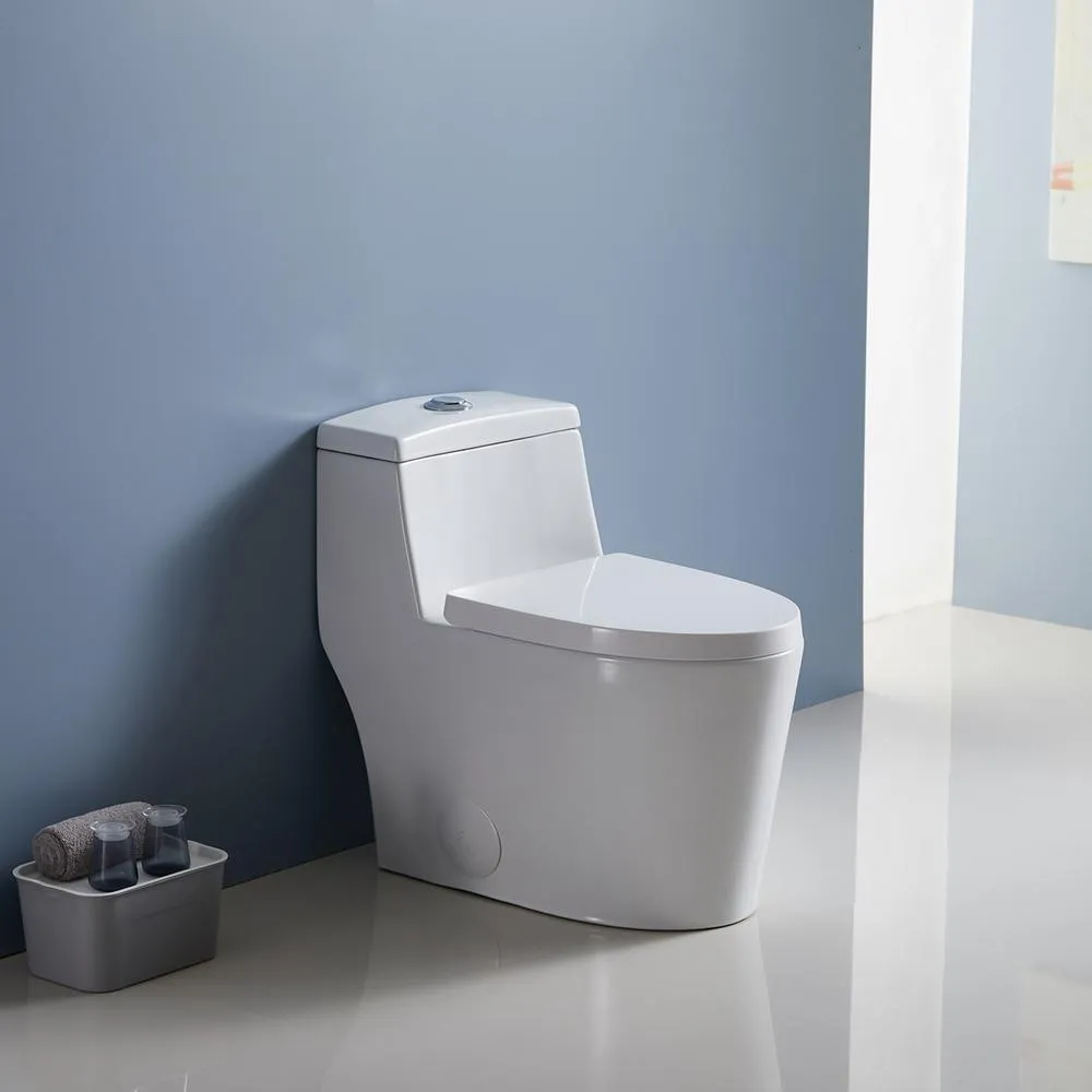 12 in. Rough-In 1-piece 1.1/ 1.6 GPF Dual Flush Elongated Siphonic Jet Toilet in White, Seat Included, photo 2 of 6