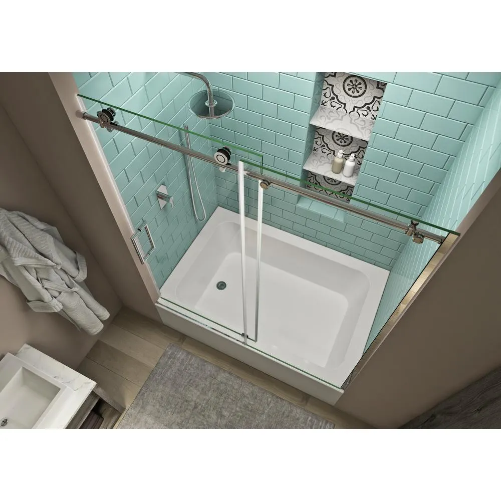 Coraline XL 56 - 60 in. x 70 in. Frameless Sliding Tub Door with StarCast Clear Glass in Polished Chrome, Left Opening, photo 2 of 22