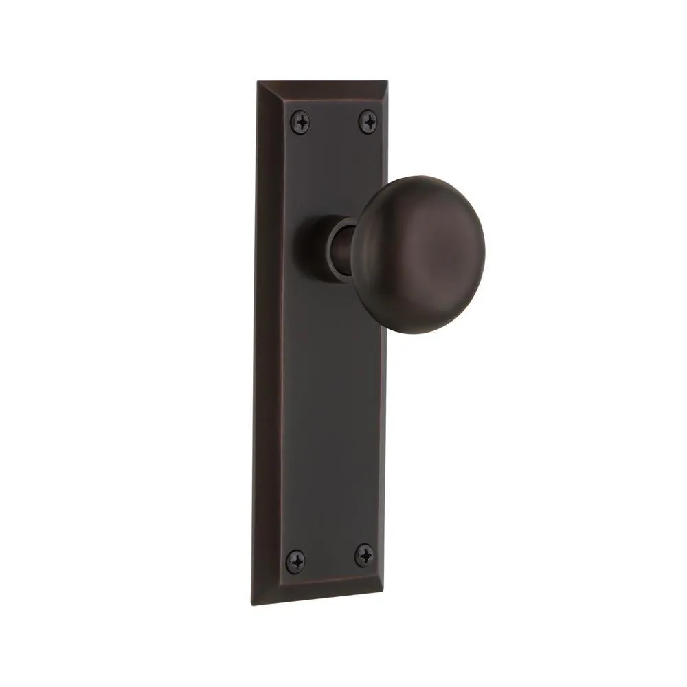 New York Plate 2-3/8 in. Backset Oil-Rubbed Bronze Passage Hall/Closet New York Door Knob, photo 9 of 14