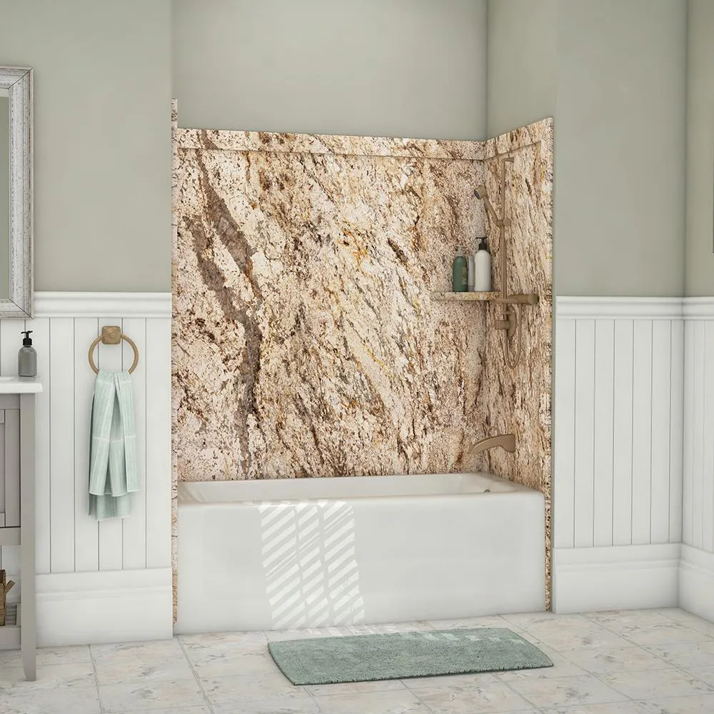 Elite 32 in. x 60 in. x 60 in. 9-Piece Easy Up Adhesive Tub Surround in Calypso, photo 13 of 26
