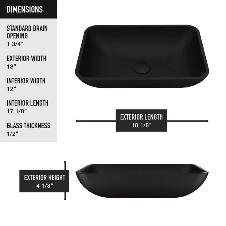 VIGO Sottile Glass Vessel Bathroom Sink in Black with Amada Faucet in Matte Black, photo 8 of 10