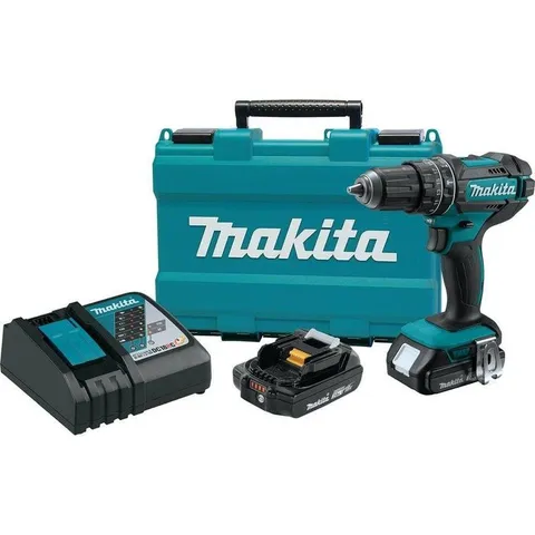 18-Volt Lithium-Ion 1/2 in. Compact Cordless Hammer Driver Drill Kit with two Batteries