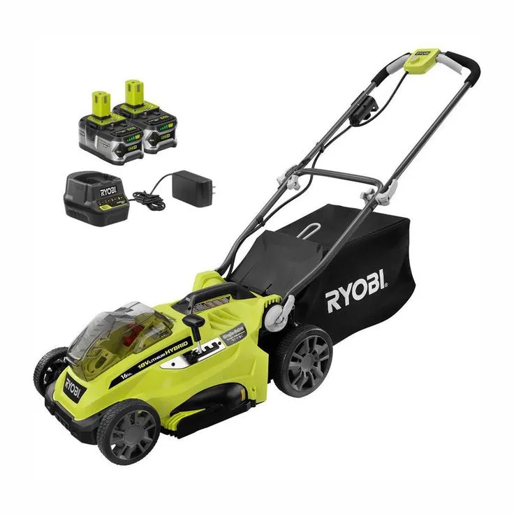 RYOBI 16 in. One+ 18-Volt Lithium-Ion Hybrid Walk Behind Push Lawn Mower - Two 4.0 Ah Batteries/Charger Included, photo 8 of 10