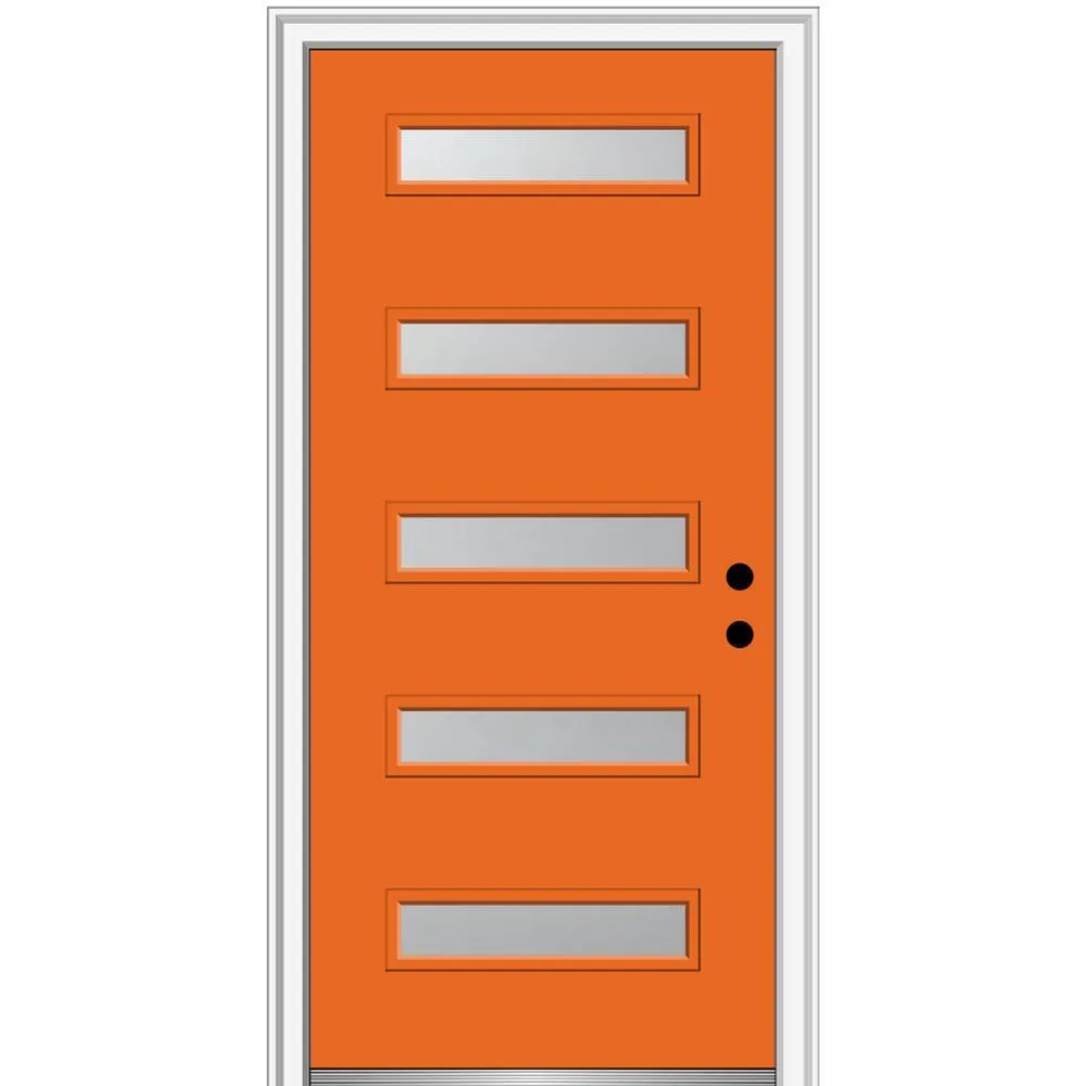 MMI Door 36 in. x 80 in. Davina Right-Hand Inswing 5-Lite Frosted Glass Painted Steel Prehung Front Door on 4-9/16 in. Frame, photo 22 of 42