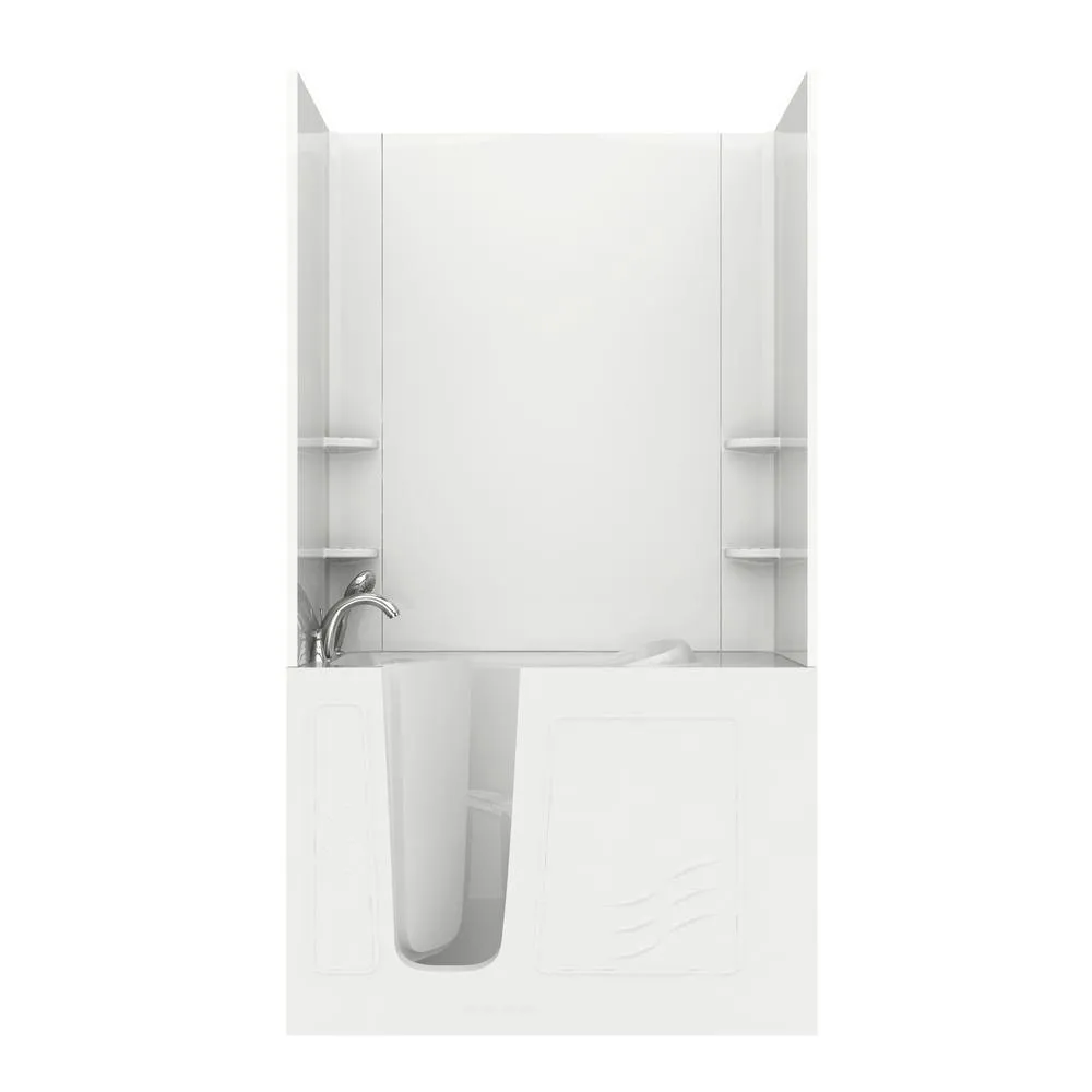Universal Tubs Rampart Nova Heated 3.9 ft. Walk-in Whirlpool and Air Bathtub with Flat Easy Up Adhesive Wall Surround, Right Drain, White, photo 31 of 42