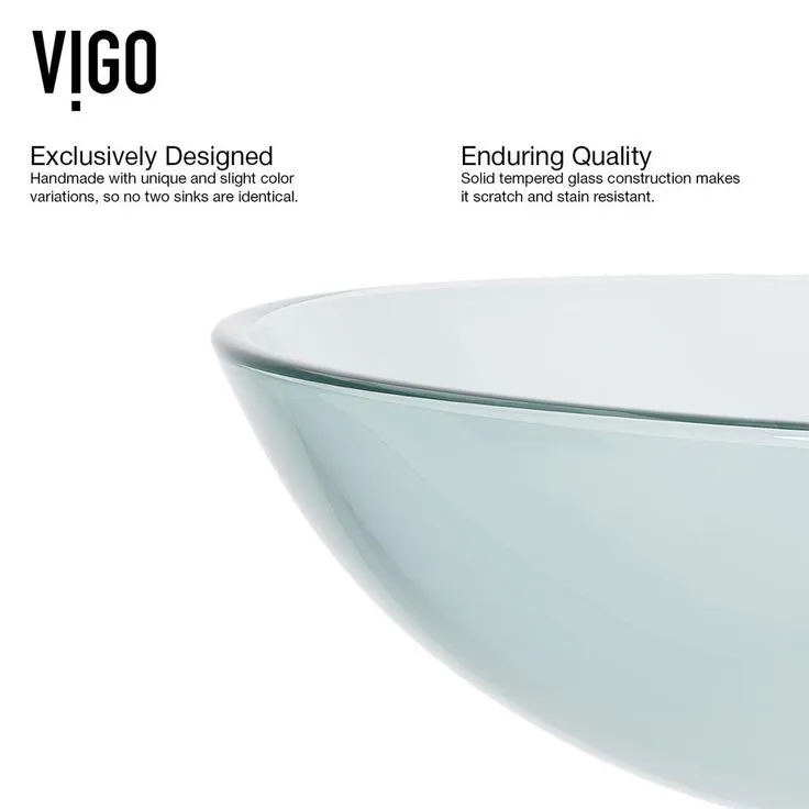 VIGO Clear Crystalline Handmade Countertop Glass Round Vessel Bathroom Sink in Iridescent, photo 3 of 10