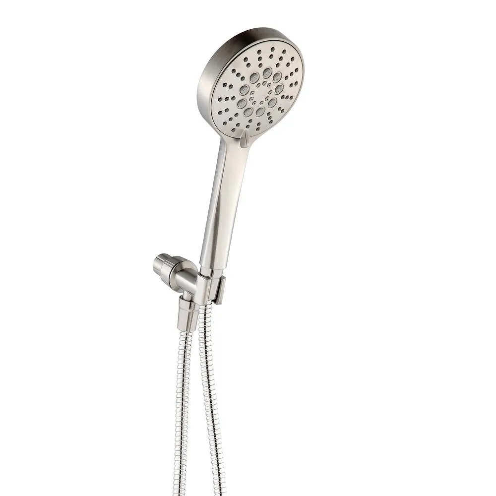 Modern 6-Spray 4.5 in. Single Wall Mount Handheld Adjustable Shower Head in Brushed Nickel, photo 4 of 9
