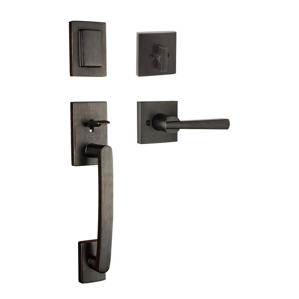Prestige Spyglass Single Cylinder Satin Nickel Door Handleset with Square Spyglass Door Lever Feat SmartKey Security, photo 15 of 16