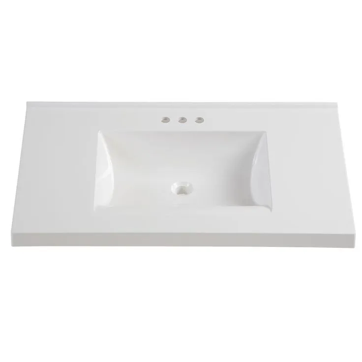 37 in. W x 22 in. D Cultured Marble Vanity Top in White with White Sink, photo 8 of 10