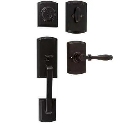 Torrey Pines Venetian Bronze Low Profile Single Cylinder Entry Door Handleset & Torrey Door Lever feat SmartKey Security