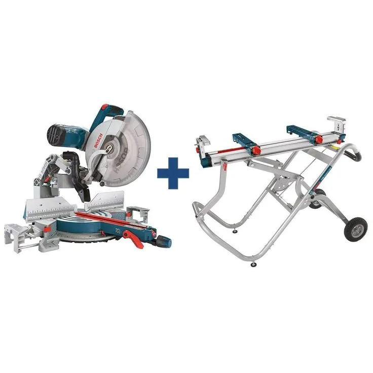 Bosch 15 Amp 12 in. Corded Dual-Bevel Sliding Glide Miter Saw Combo Kit with Bonus Gravity Rise Wheeled Miter Saw Stand, photo 2 of 4