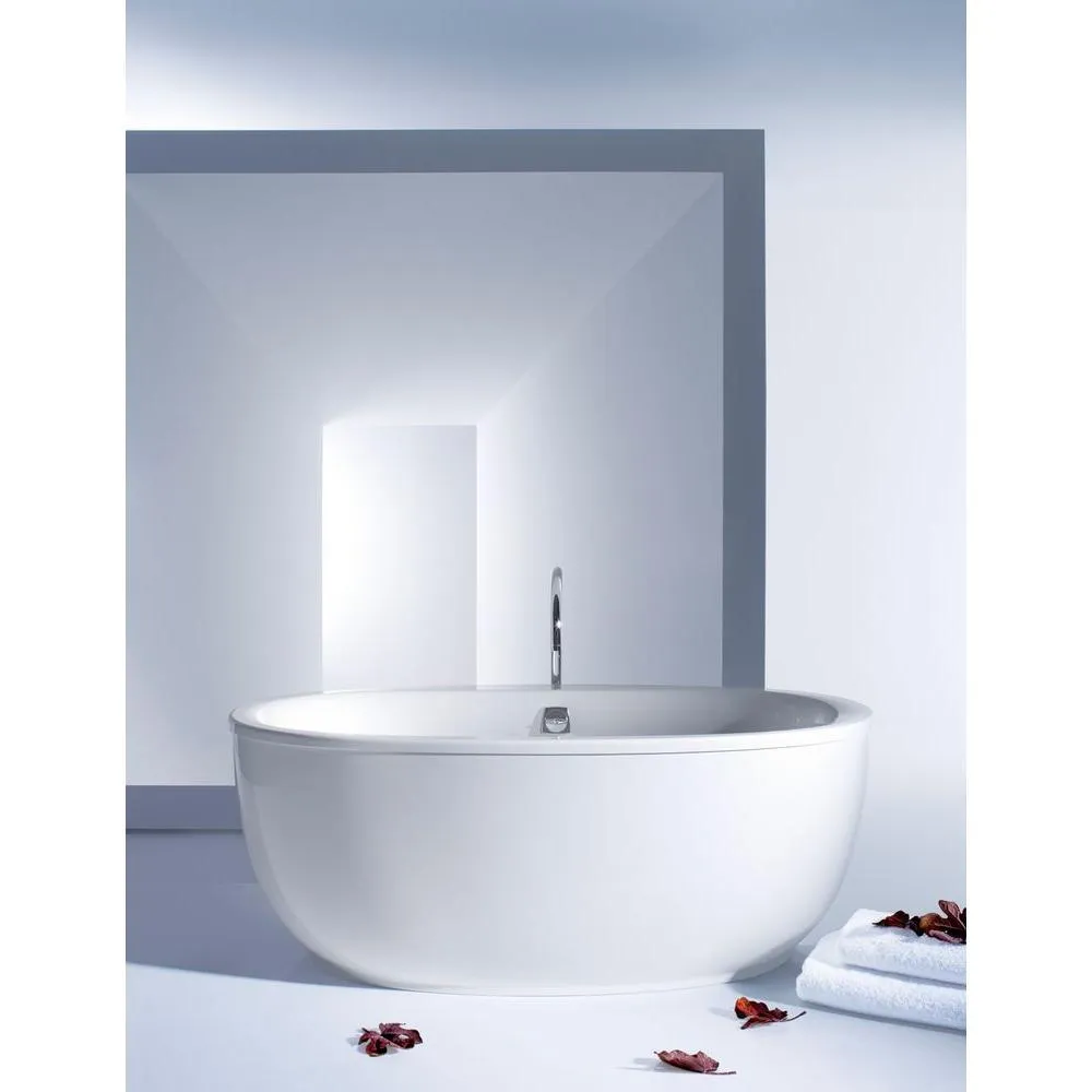 Sunstruck 66 in. x 36 in. Oval Freestanding Bathtub with Fluted Shroud and Center Drain in White, photo 8 of 13