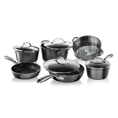 15-Piece Aluminum Hammered Ultra-Durable Non-Stick Diamond Infused Cookware and Bakeware Set