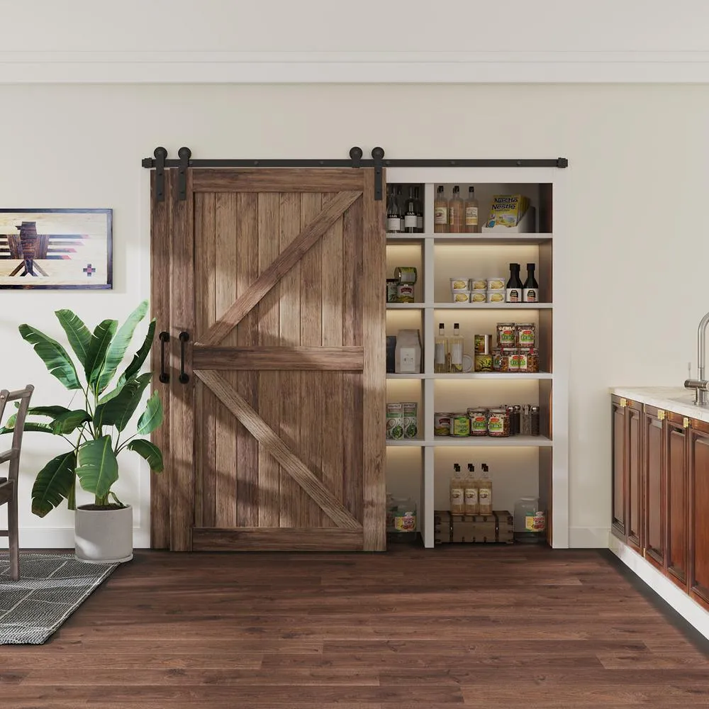 WINSOON 10 ft./120 in. Single Track Bypass Sliding Barn Door Hardware Kit for Double Doors Low Ceiling, photo 3 of 7